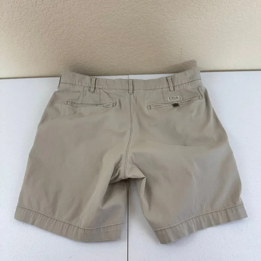 Faherty All Day Shorts Mens 33 Khaki Flat Front Chino Casual Beach Golf